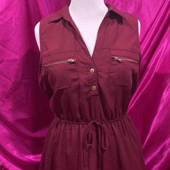 Justify size Large, burgundy sleeveless dress with waist tie. Like new. … - Picture 3 of 5